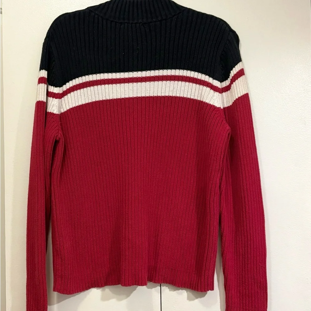 St. John's Bay Red and Black Cowl Neck Sweater - Picture 3 of 5